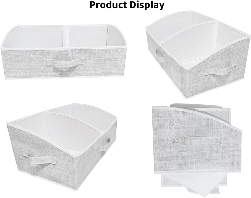 3 Packs Closet Storage Bins - Trapezoid Large Storage Box - Foldable Fabric Baskets for Organizing Clothes - Baby Toiletry, Toys, Towel, DVD, Book (Grey, 20 x 11.2 x 8.3 inches)