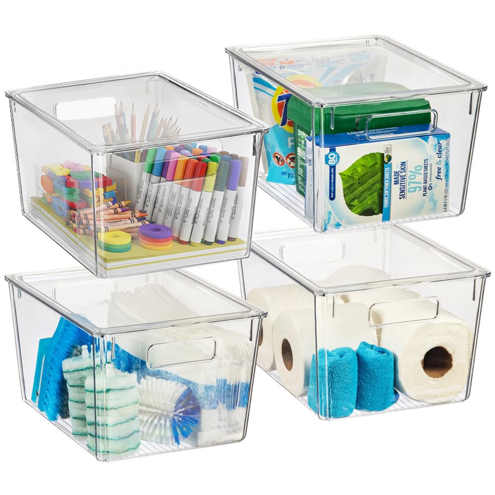 ClearSpace Storage Bin with Lid, Pantry & Desk Organizer, XL, 8 Pack