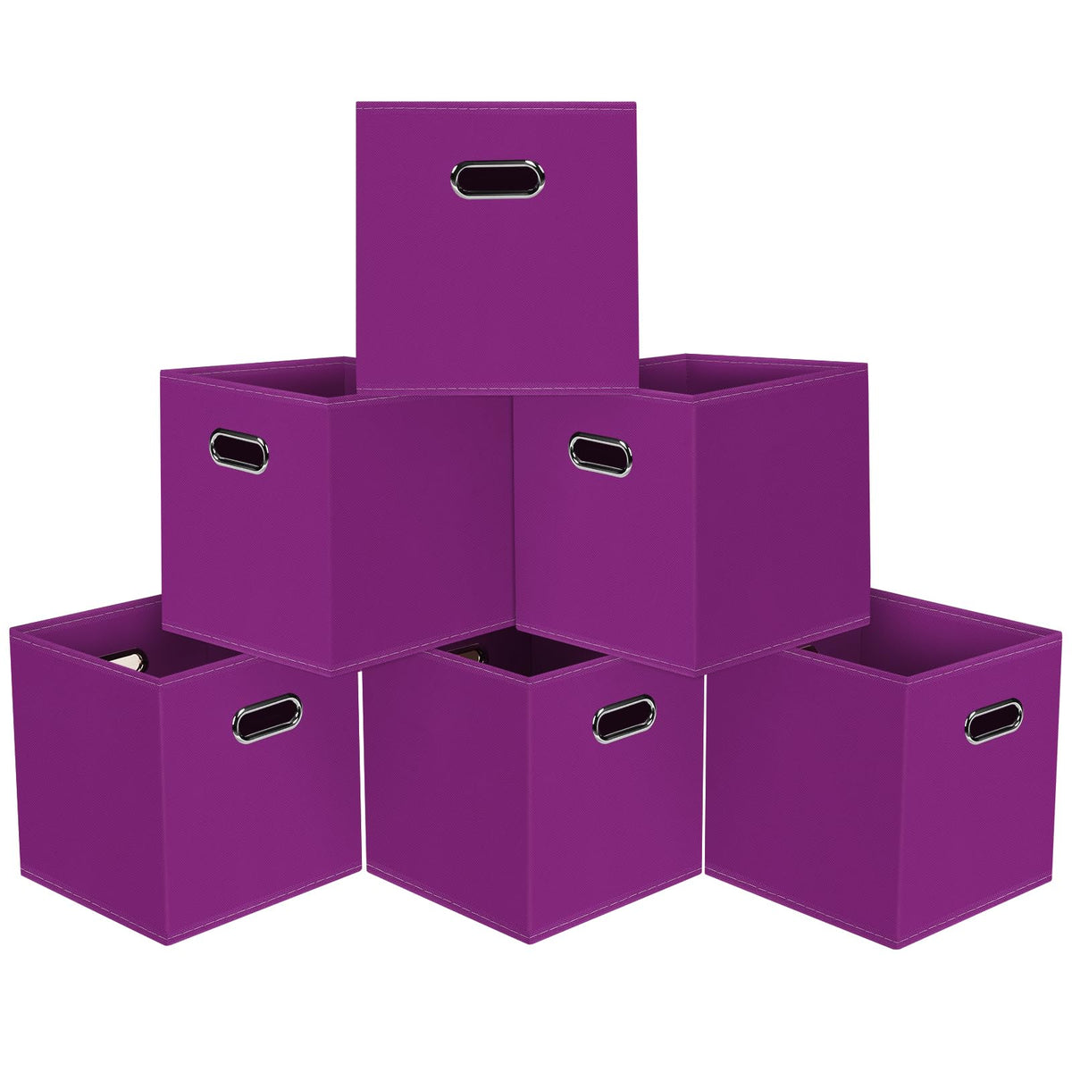 Black Foldable Storage Cubes Bins , Fabric Storage Box Cubes Organizer Baskets with Dual Handles for Home Organizer (Black)