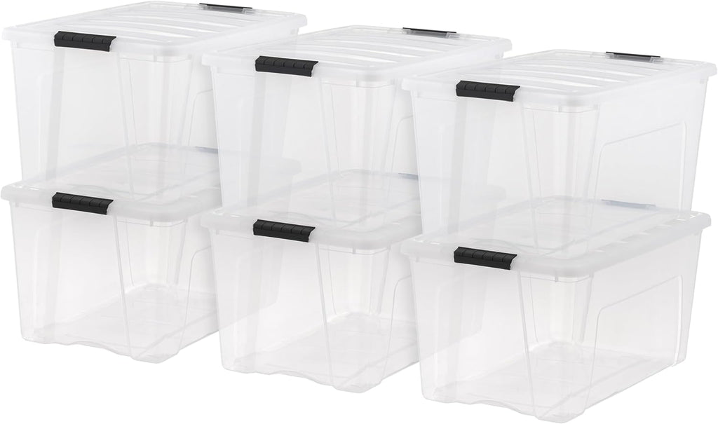 IRIS USA 6-Pack 72 Quart Storage Bins with Lids, Clear