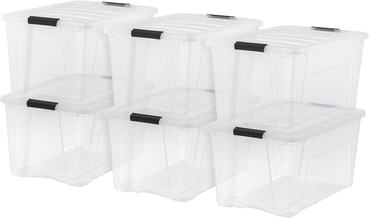IRIS USA 6-Pack 72 Quart Storage Bins with Lids, Clear