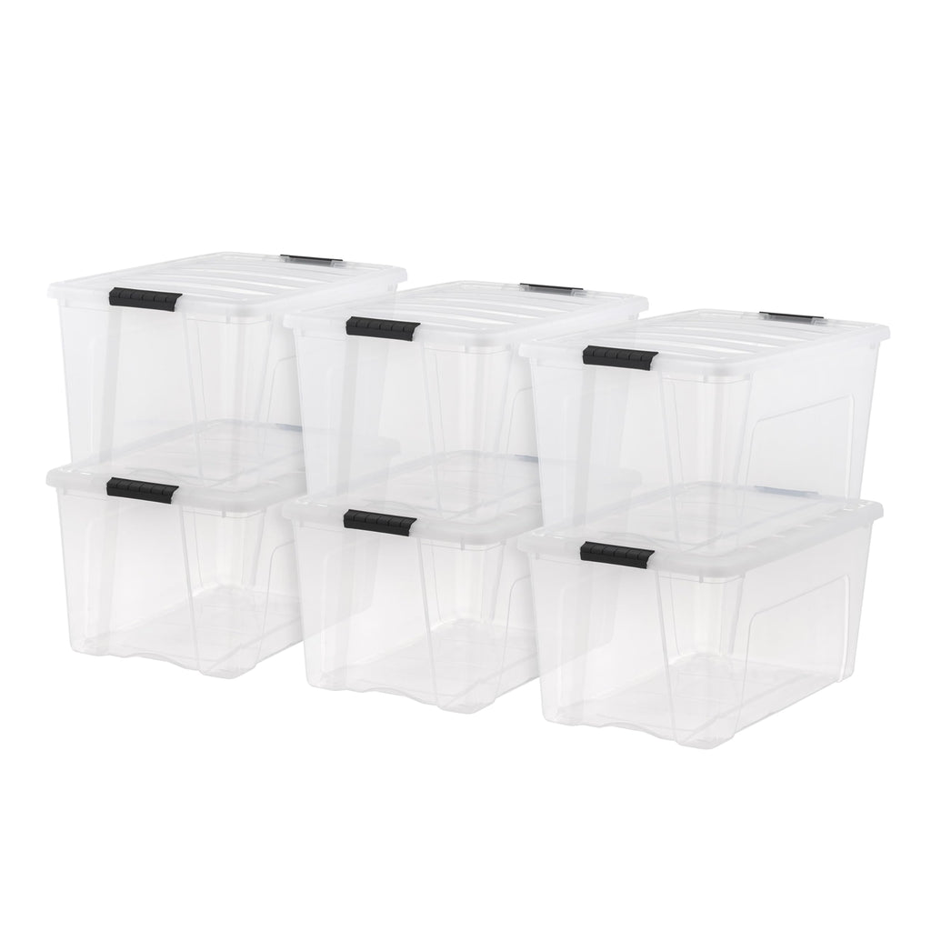IRIS USA 6-Pack 72 Quart Storage Bins with Lids, Clear