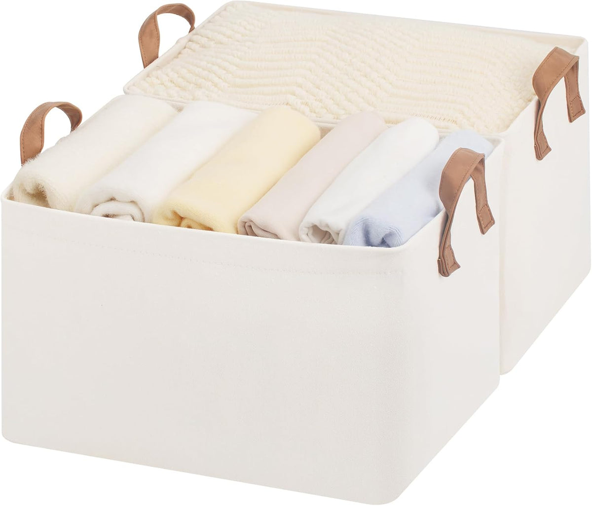 StorageWorks Storage Basket for Shelves, Storage Bins, Natural, 2-Pack