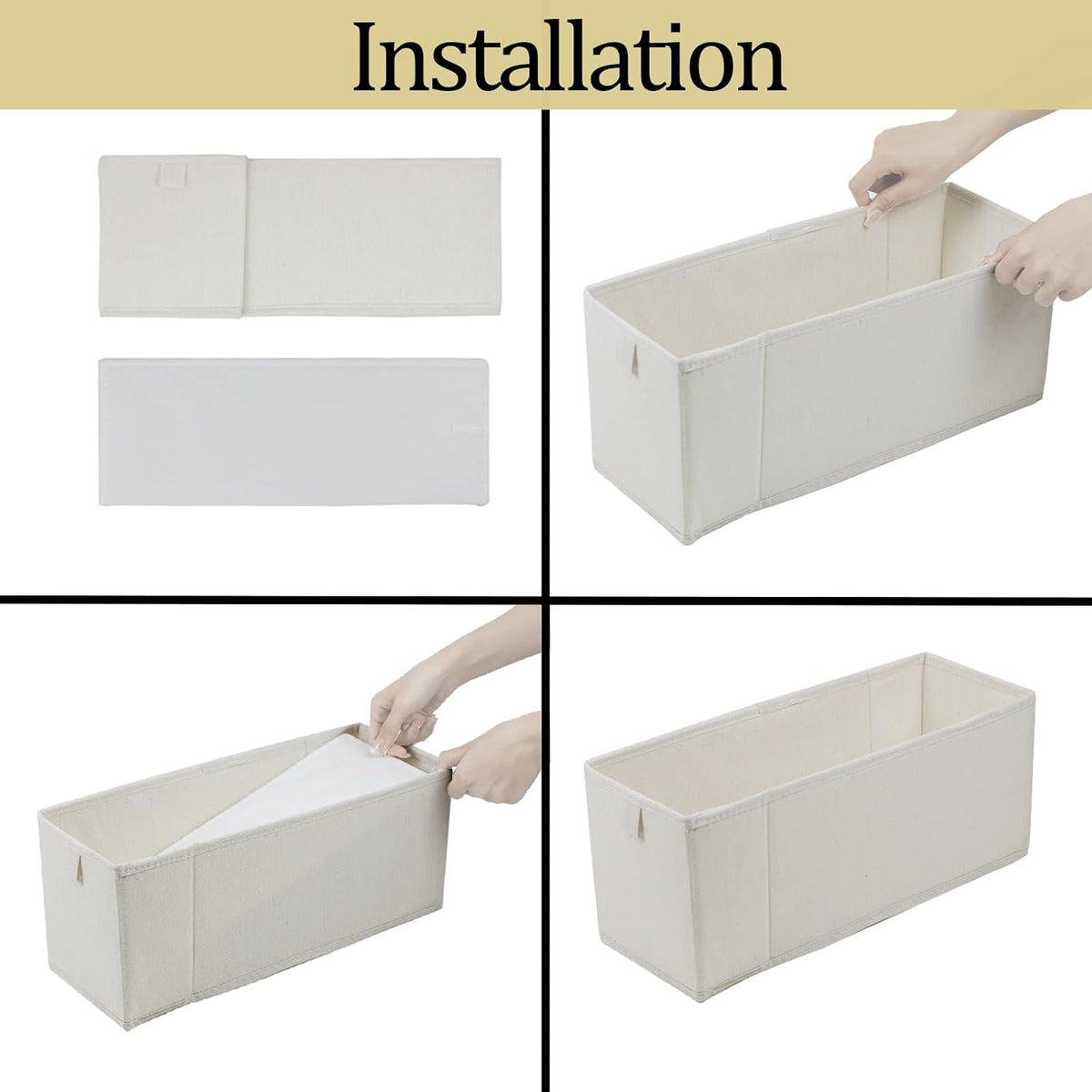 Narrow Fabric Storage Bins, 4 Pack Foldable Storage Baskets for Shelves, Decorative Linen Closet Organizers and Storage, Storage Box Container for Organizing Clothes Toy Pantry Wardrobe Closet