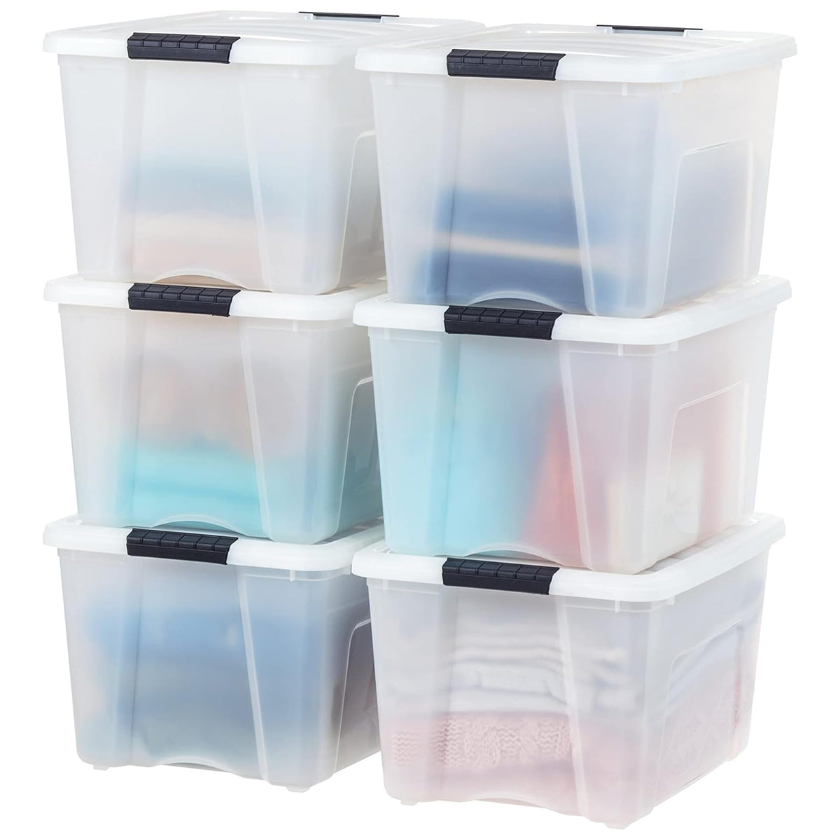 IRIS USA 6-Pack 55 Quart Clip Box with Latching Lid