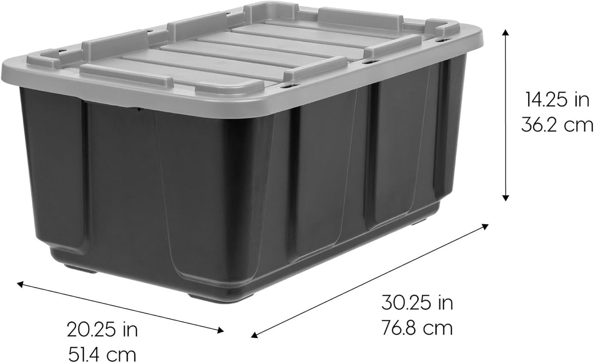 IRIS USA 4-Pack 27 Gal Heavy Duty Storage Tote Bins with Lids, Gray