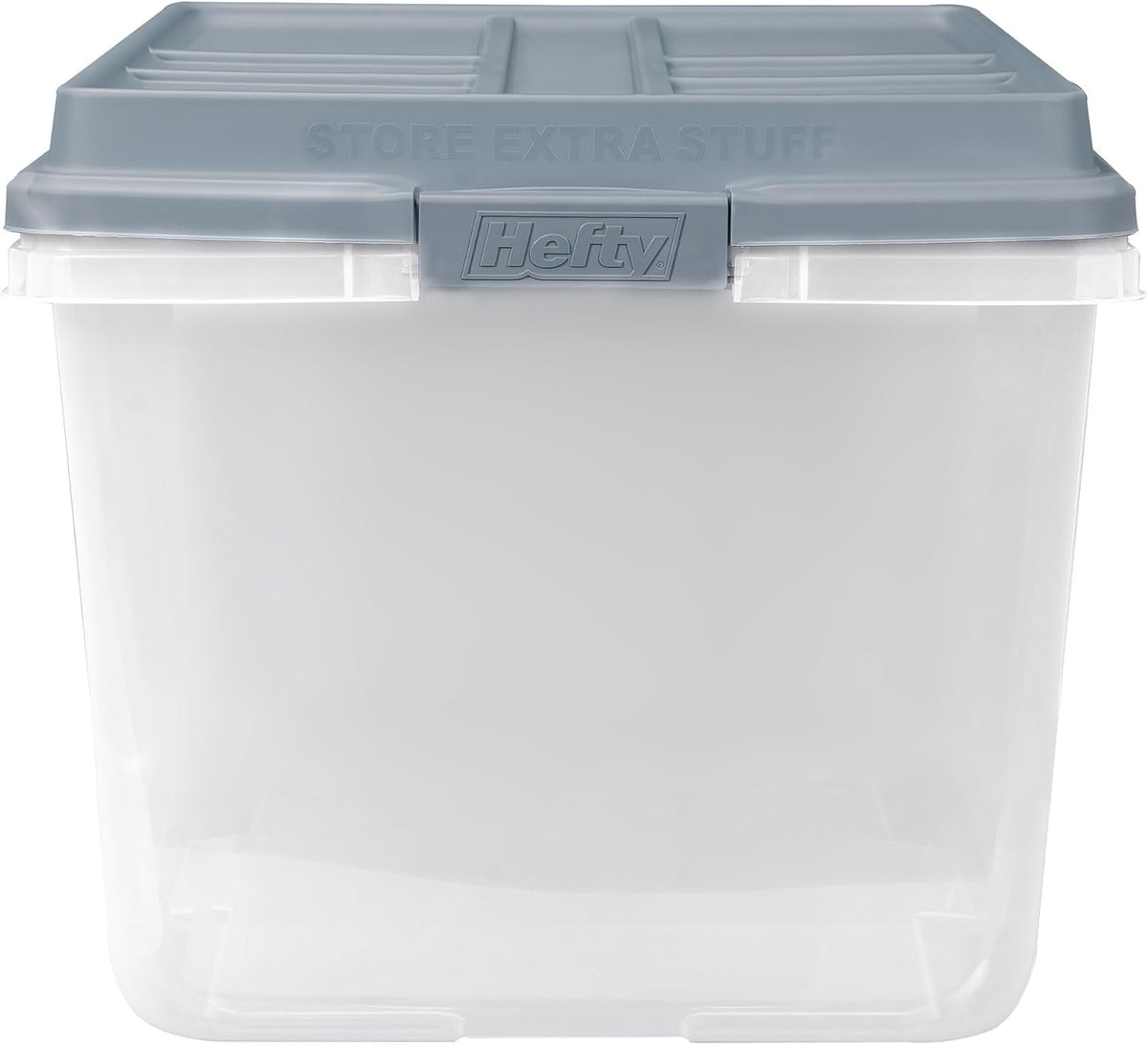 Hefty HI-RISE Stackable Storage Bins - Under Bed Storage Containers with Lids, Shoe Organizer, Plastic Storage Bins, Clear Shoe Boxes with XL Lid-Locking Latches, Durable Double Rim - 72qt (6 Pack)