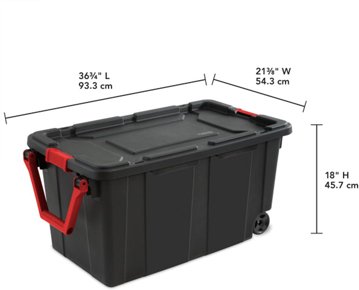 Sterilite Industrial Storage Tote w/Wheels for Garage, 40 Gallon, 8-Pack