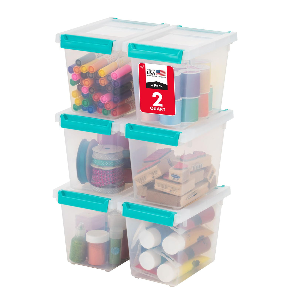 IRIS USA Storage Bins with Lids |Made in USA| 4 Qt - (6-Pack) - Clear
