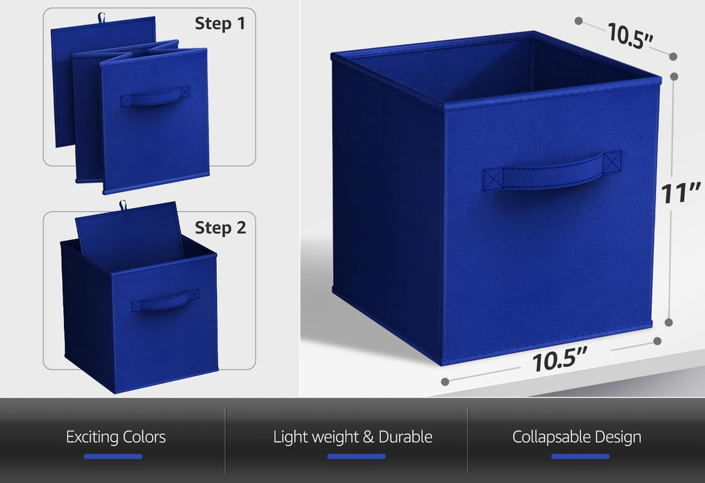 Sorbus 6-Pack Fabric Storage Cubes (11 Inch, Deep Rainbow)