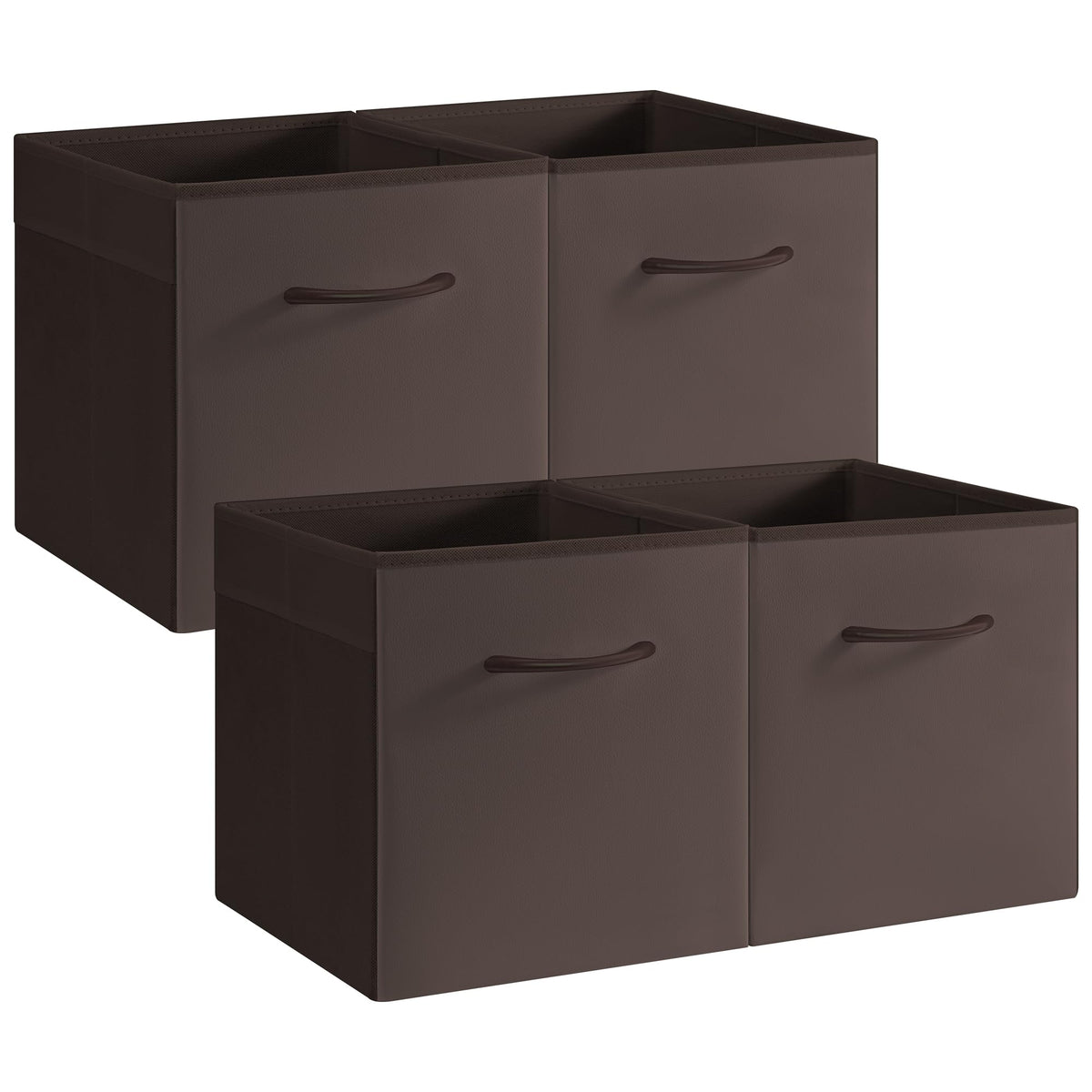 StorageWorks Black Storage Bins, Leather Storage Baskets, Large, 4-Pack