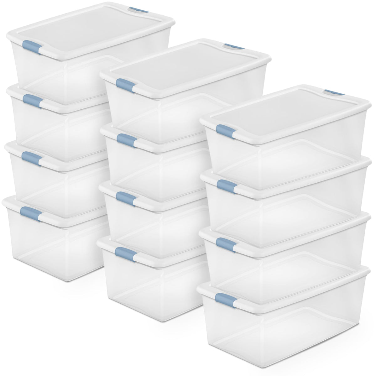 Sterilite Latching Box with Lids for Home and Office, 64 Quart, 4-Pack