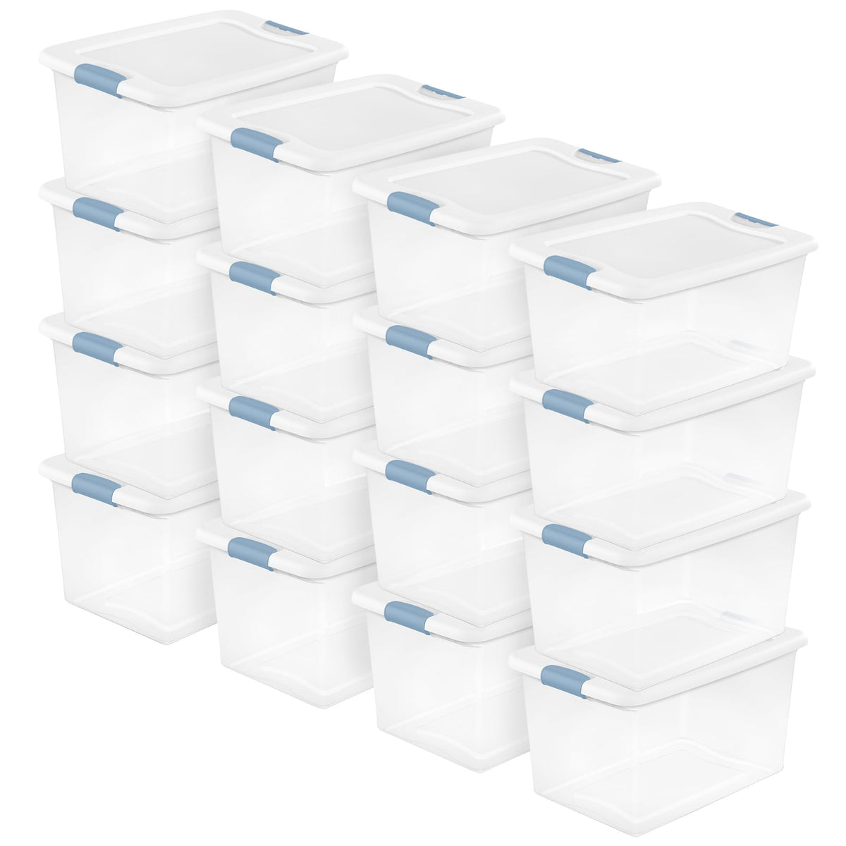 Sterilite Latching Box with Lids for Home and Office, 64 Quart, 4-Pack