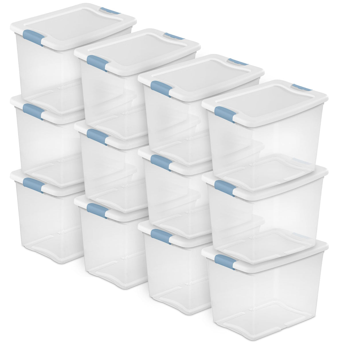 Sterilite Latching Box with Lids for Home and Office, 64 Quart, 4-Pack