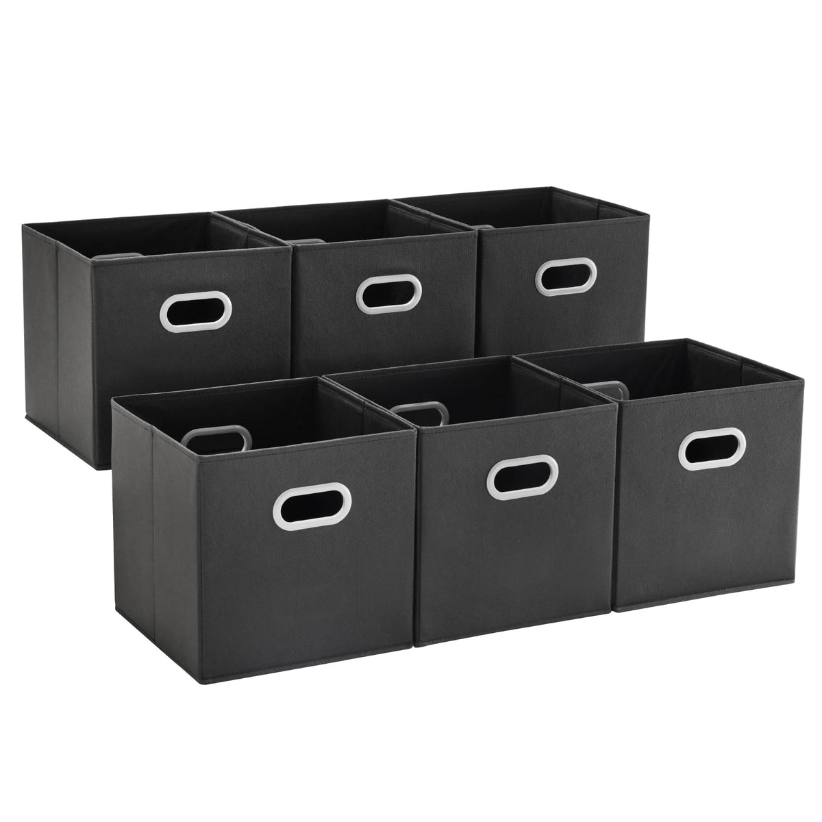 MAX Houser Foldable Fabric Storage Bins with Dual Plastic Handles, Grey