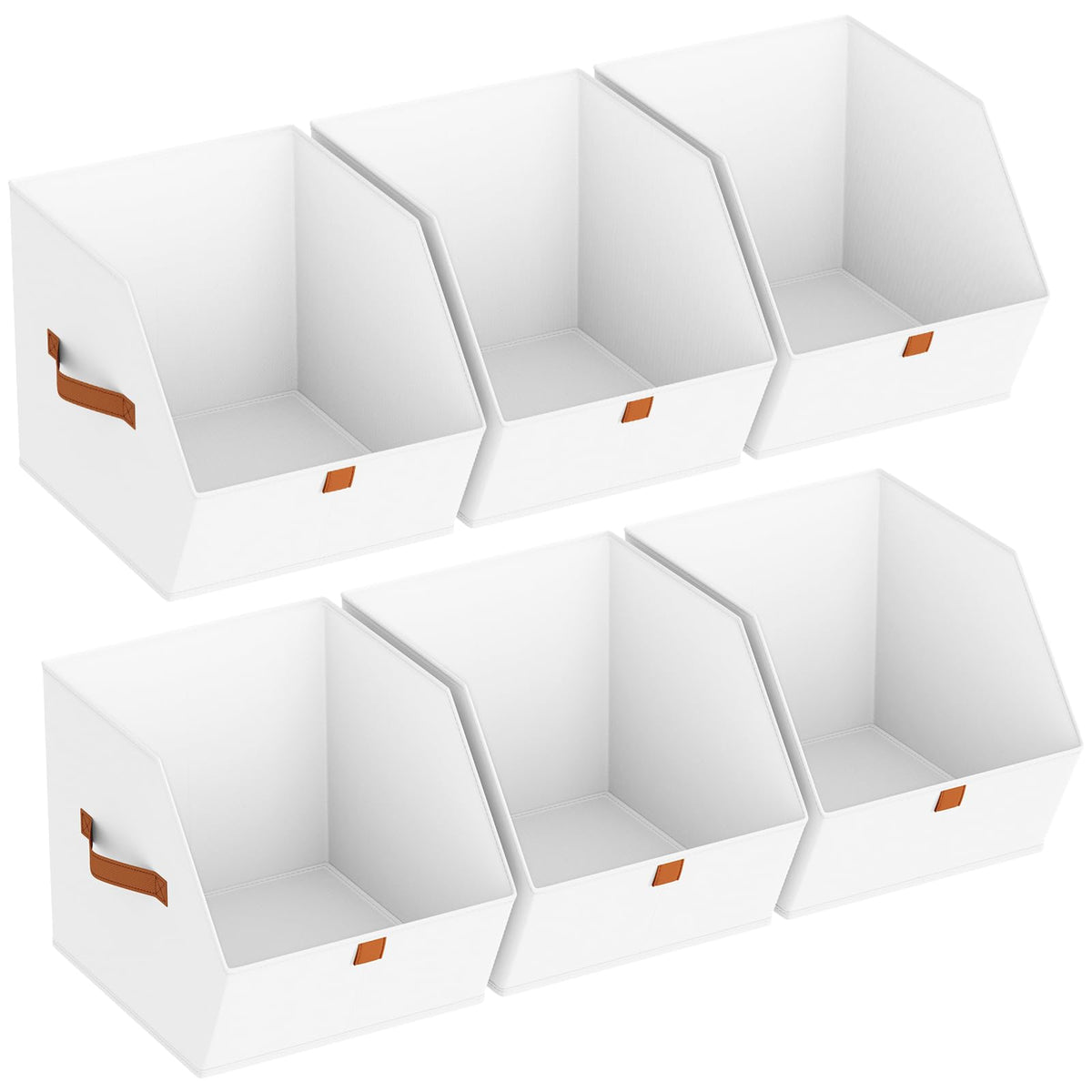 Homsorout Fabric Closet Storage Cubes - 6 Pack Square Storage Bins with Dual Handles for Clothes, Towels, Toys, Cube Storage Organizers for Bedroom, Nursery, Shelves, Closet, Small Spaces, Beige