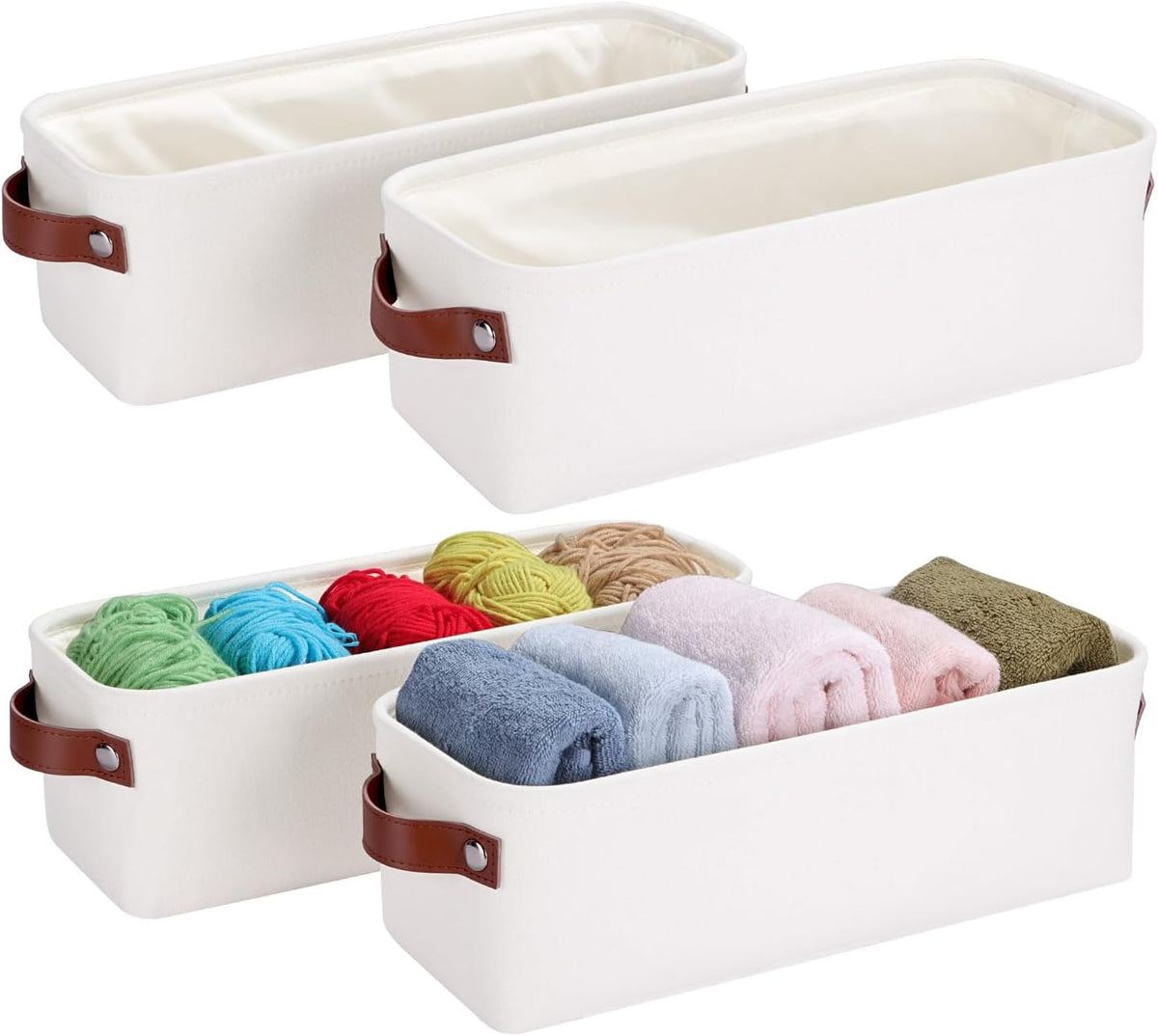 Small Fabric Storage Bins, Narrow Storage Baskets for Organizing