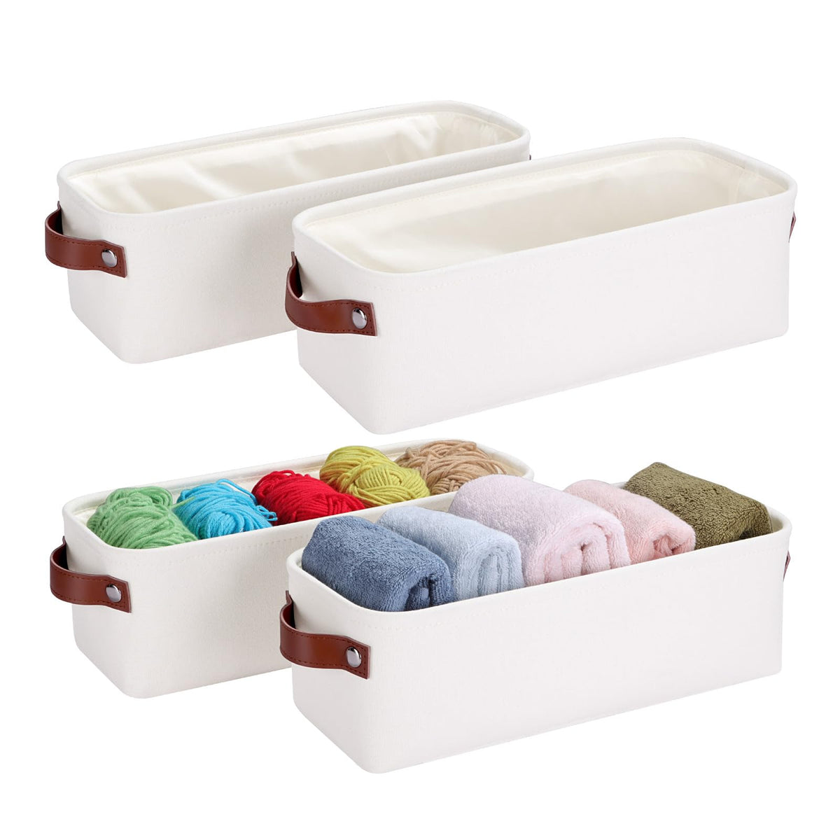 Small Fabric Storage Bins, Narrow Storage Baskets for Organizing