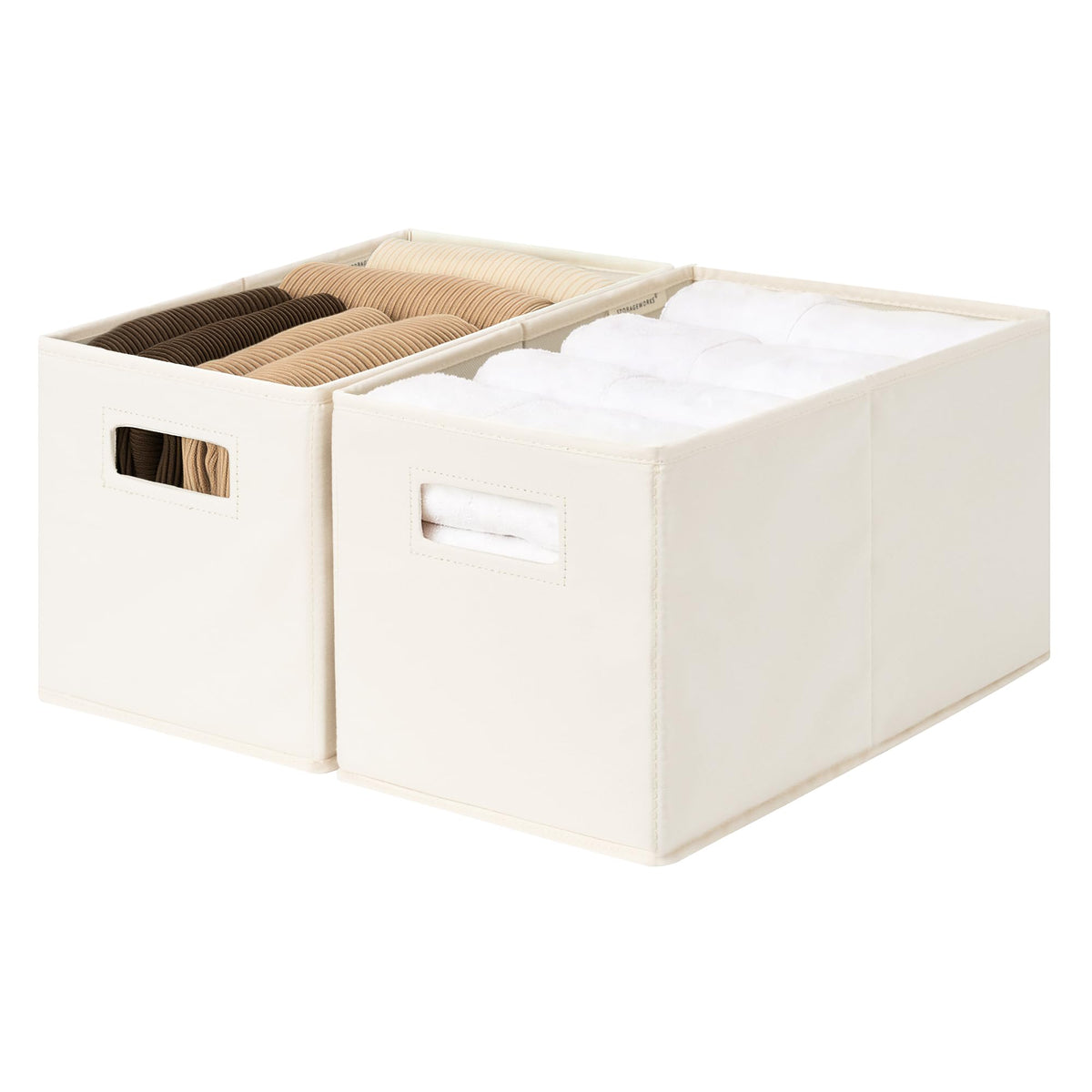StorageWorks Fabric Storage Bins for Shelves, Medium, 2-Pack, Ivory