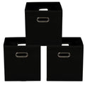 Yunkeeeper storage bins Cubes, Fabric Cube Organizer with Handle, Foldable Cube Bins for Cloth or Accessary Storage, 11x11x11, Set of 3,(Gray)
