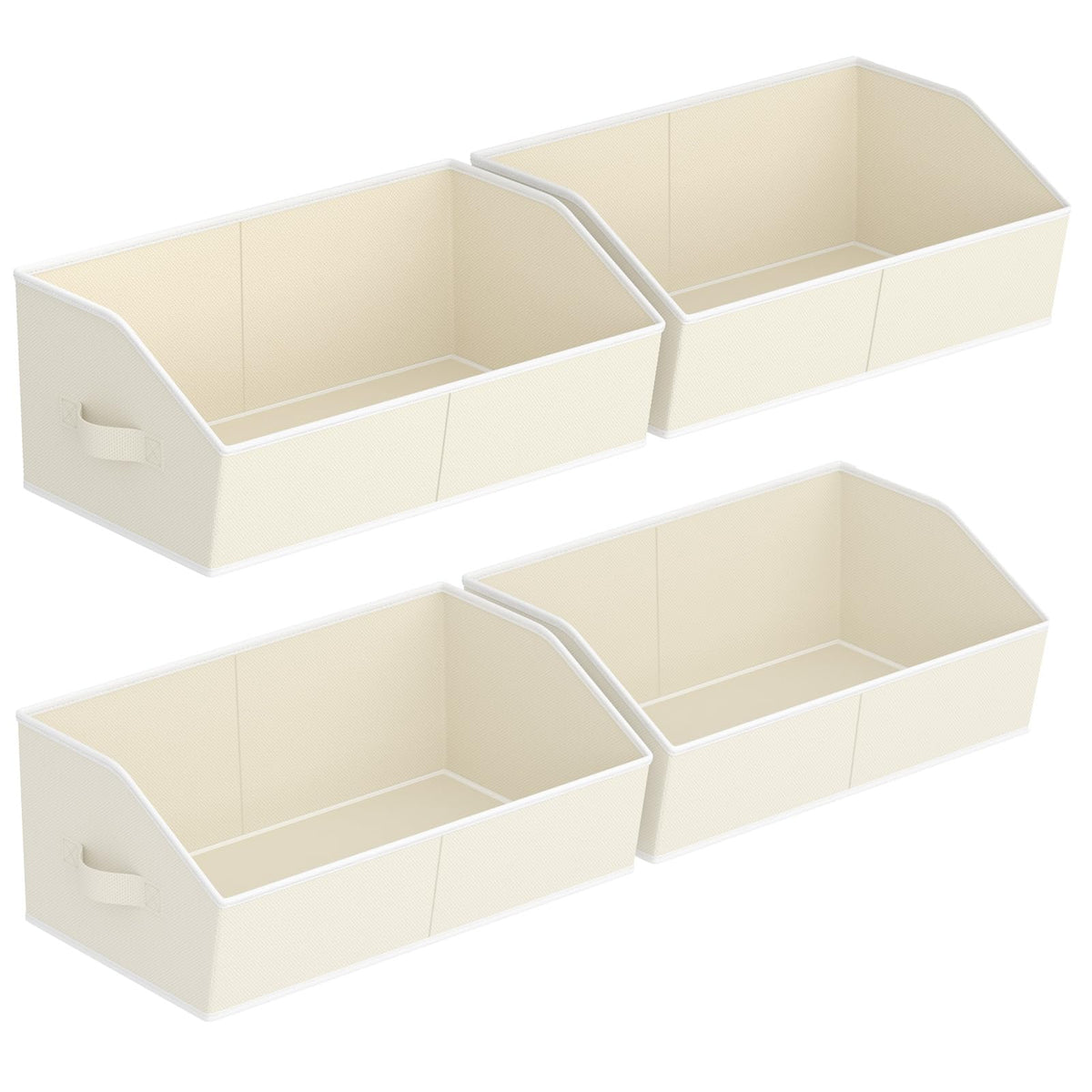 Homsorout Closet Organizers Bins 6 Packs - Large Closet Shelf Organizer with Handles, Fabric Trapezoid Storage Bins, Collapsible Storage Cubes for Clothes, Towels, Light Gray