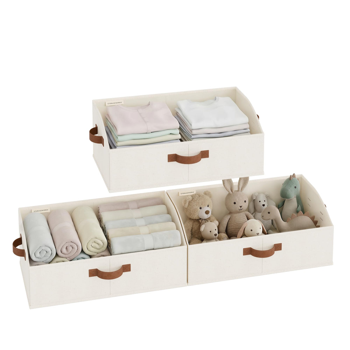 StorageWorks Closet Storage Bins Trapezoid, Beige, Small, 3-Pack