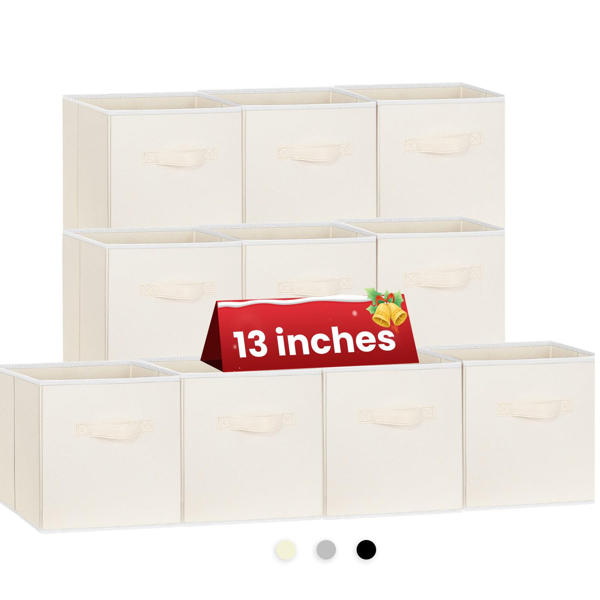Criusia Storage Cubes, 11 Inch Clothes Storage Bins for Shelves Closet (10 Pack), Fabric Collapsible Storage Bins with Dual Handles, Cubby Storage Baskets for Magazines, Dorm Essentials (Black)