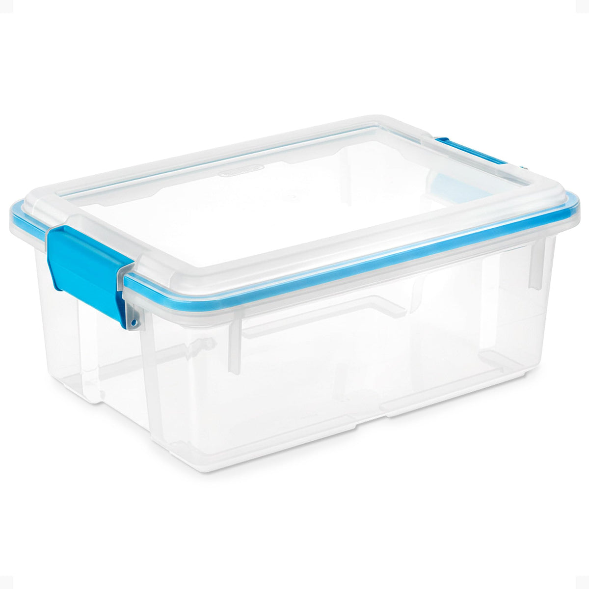 Sterilite 4-Pack 54 Quart Gasket Box, Home Storage Organizer Bins with Lids - Stackable Clear Plastic Containers for Bedroom, Bathroom, Garage, Basement, or Attic