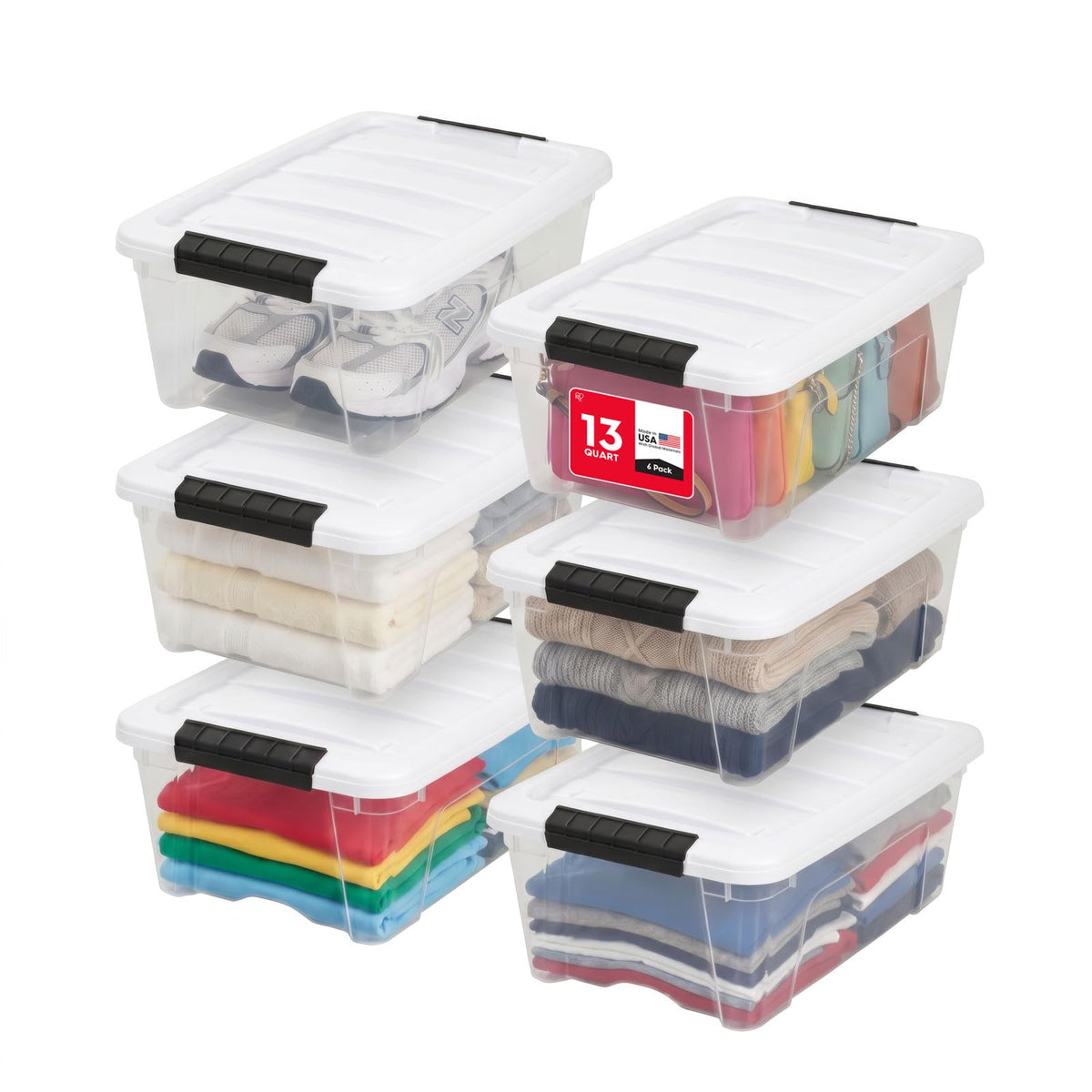 IRIS USA 6-Pack 72 Quart Storage Bins with Lids, Clear
