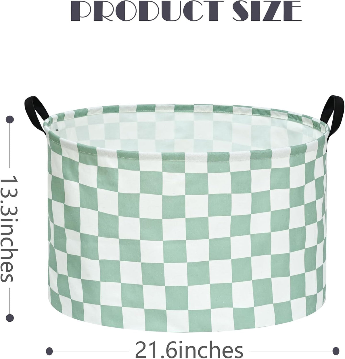 MAIZMZ Sage Checkered Storage Basket Extra Large 80L Kids Hamper Baby Laundry Basket Waterproof Toys Car Organizer Collapsible Canvas for Home/Dorm/Pet/Office/Closet/Shelf/Gift Baskets