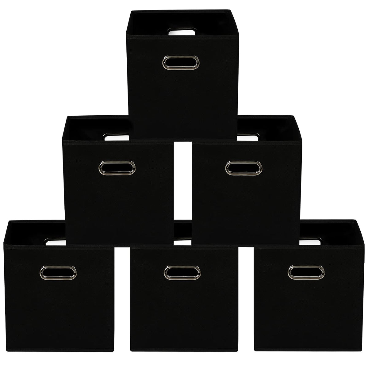 Yunkeeeper storage bins Cubes, Fabric Cube Organizer with Handle, Foldable Cube Bins for Cloth or Accessary Storage, 11x11x11, Set of 3,(Gray)