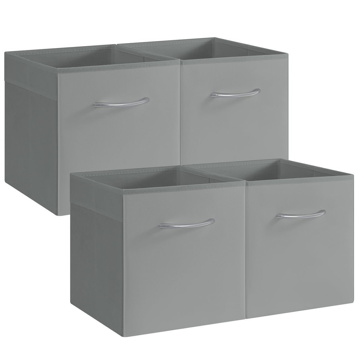StorageWorks Black Storage Bins, Leather Storage Baskets, Large, 4-Pack