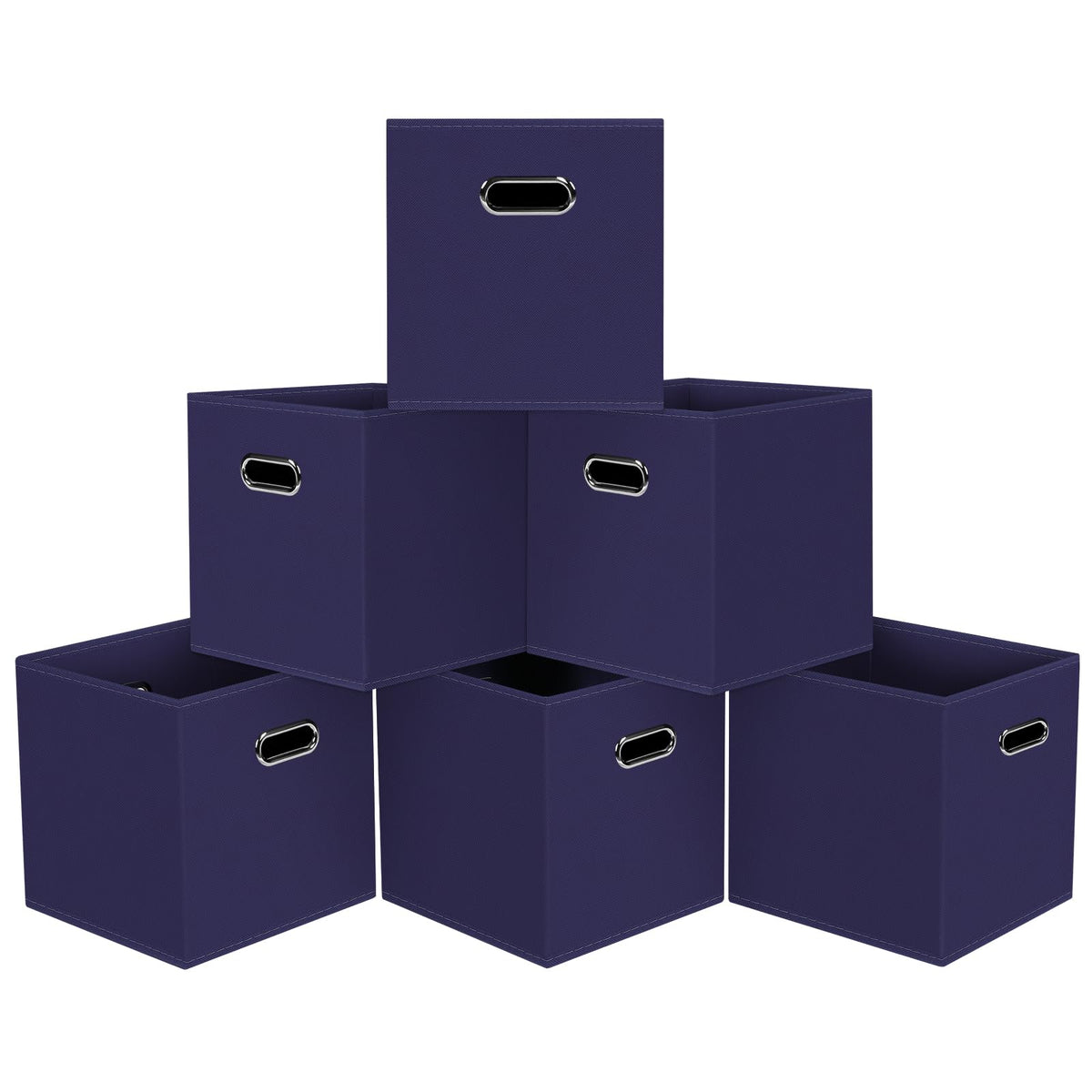 Black Foldable Storage Cubes Bins , Fabric Storage Box Cubes Organizer Baskets with Dual Handles for Home Organizer (Black)