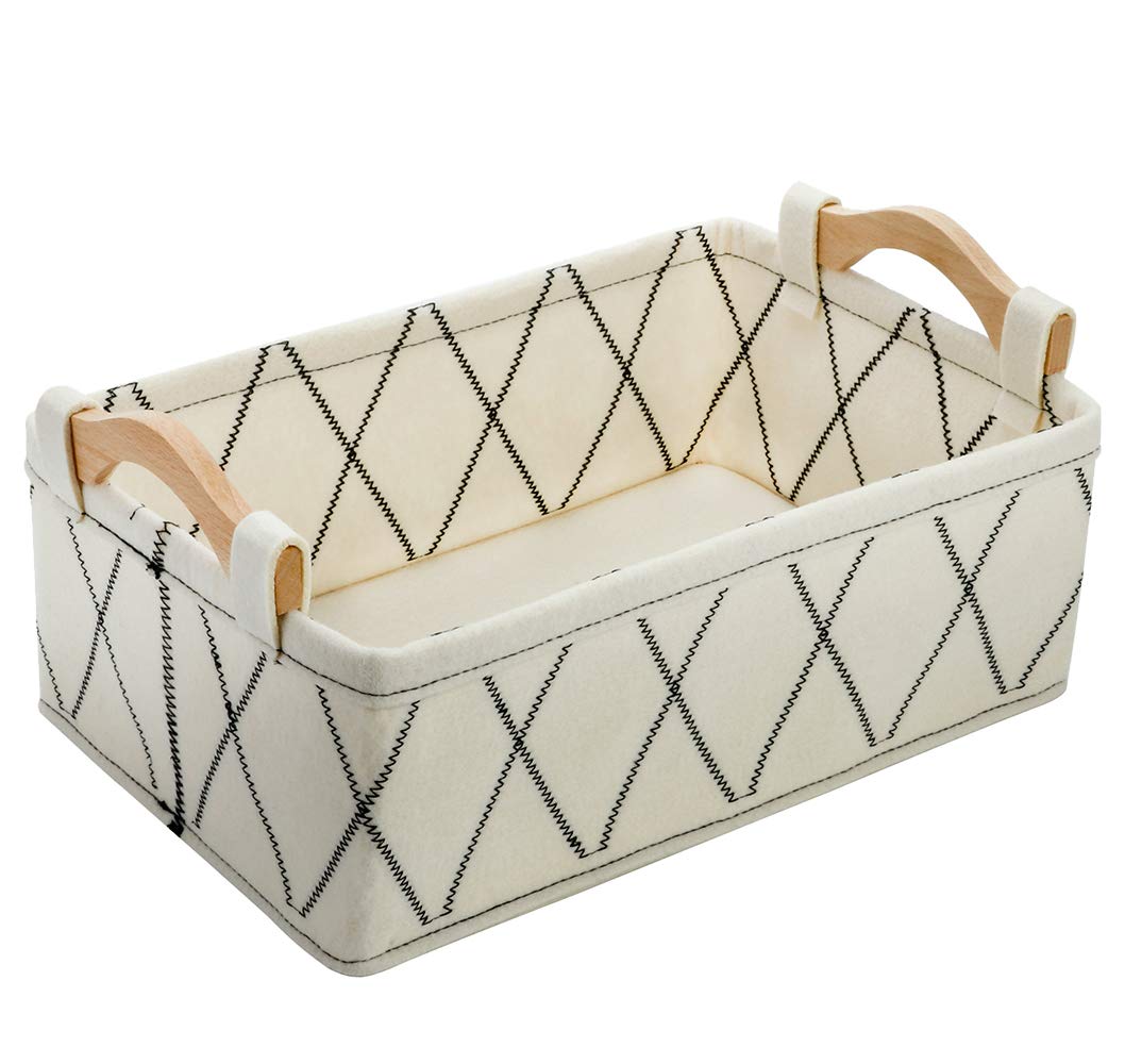 Shallow Storage Baskets Bins Medium Fabric Storage Basket Cube Organizer for Shelves Closet Bedroom Living Room Laundry Room Nursery Storage Basket