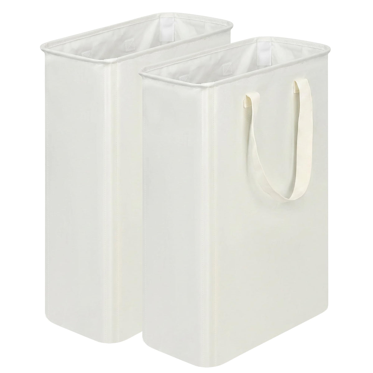 efluky Slim Laundry Basket, Narrow Laundry Hamper with Handles, Collapsible Dirty Clothes Hamper, Tall Laundry Bin for Laundry Room, Dorm and Bedroom, 12.7 Gallons(48L) Beige