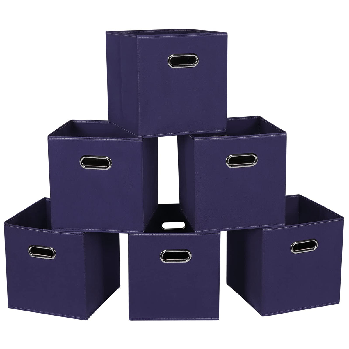 Fabric Cloth Storage Bins,Cube Organizer with Dual Handles Foldable Baskets for Home Bedroom,Set of 3, Black