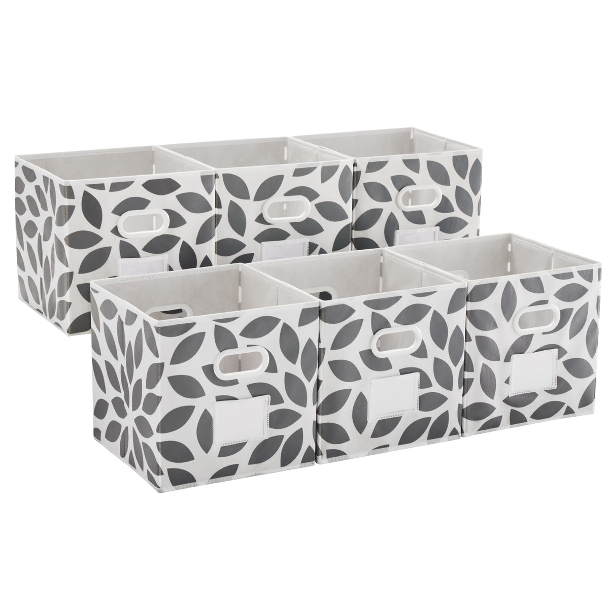 MAX Houser Foldable Fabric Storage Bins with Dual Plastic Handles, Grey