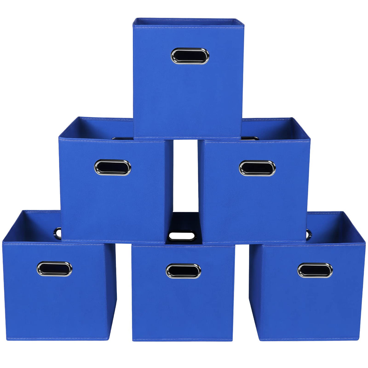 Yunkeeeper storage bins Cubes, Fabric Cube Organizer with Handle, Foldable Cube Bins for Cloth or Accessary Storage, 11x11x11, Set of 3,(Gray)