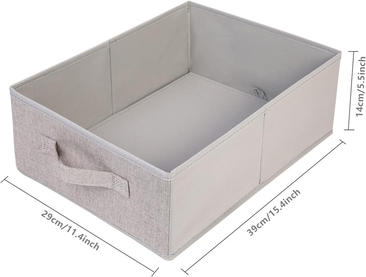 Clothings Collapsible Storage Bins, Foldable Drawer Organizers Closet Storage Baskets Cube Storage Bin for Bedroom Living Room (4 Pack, Grey, 15.4x11.4x5.5inch)