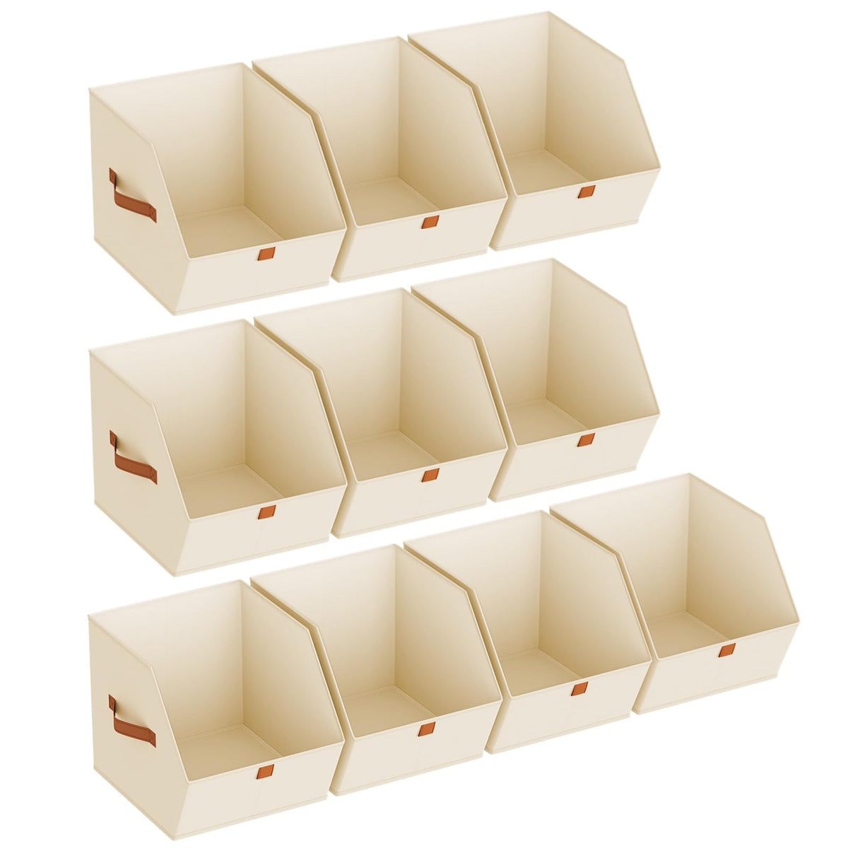 Homsorout Fabric Closet Storage Cubes - 6 Pack Square Storage Bins with Dual Handles for Clothes, Towels, Toys, Cube Storage Organizers for Bedroom, Nursery, Shelves, Closet, Small Spaces, Beige