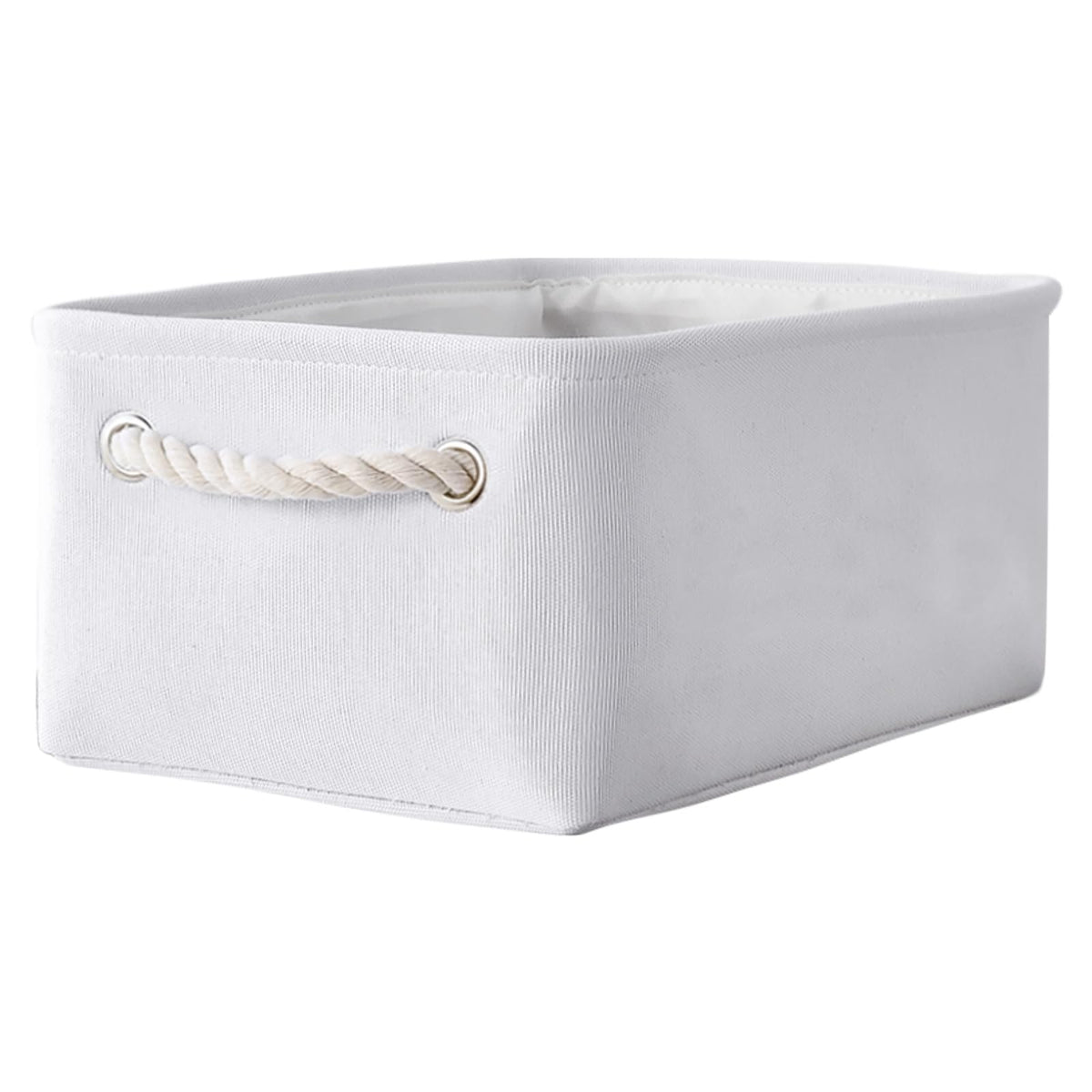 TheWarmHome Storage Basket for Organizing - Medium 3 Pack 14x10x7 inch Fabric Storage Cubes for Shelves with Rope, Collapsible Storage Bin for Organizer Closet Cloth Gift Toy (White & Jean Blue)