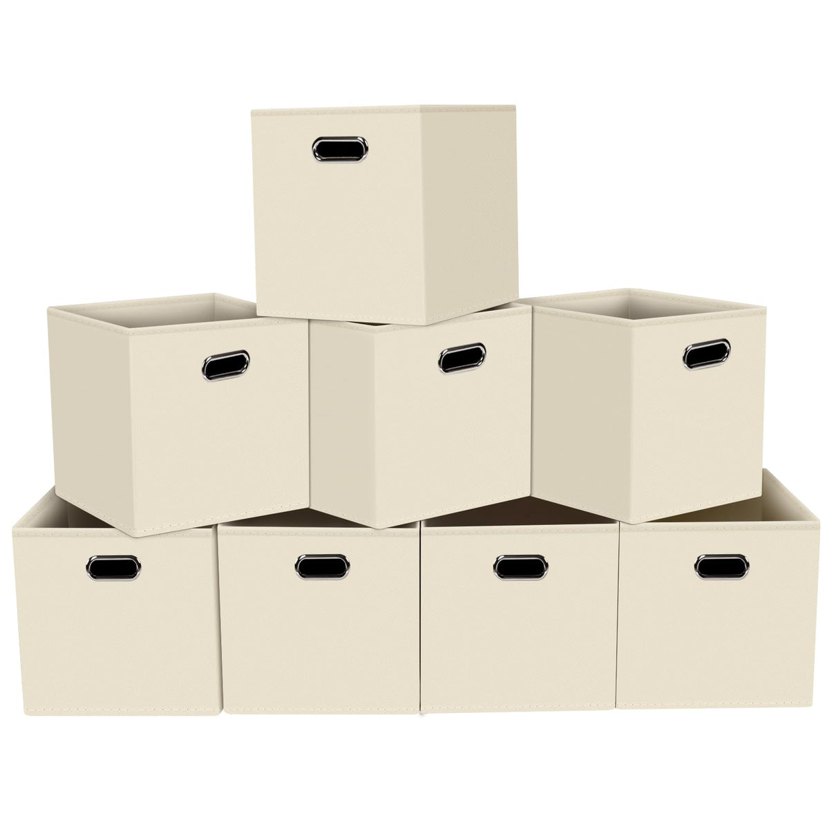 Yunkeeeper storage bins Cubes, Fabric Cube Organizer with Handle, Foldable Cube Bins for Cloth or Accessary Storage, 11x11x11, Set of 3,(Gray)