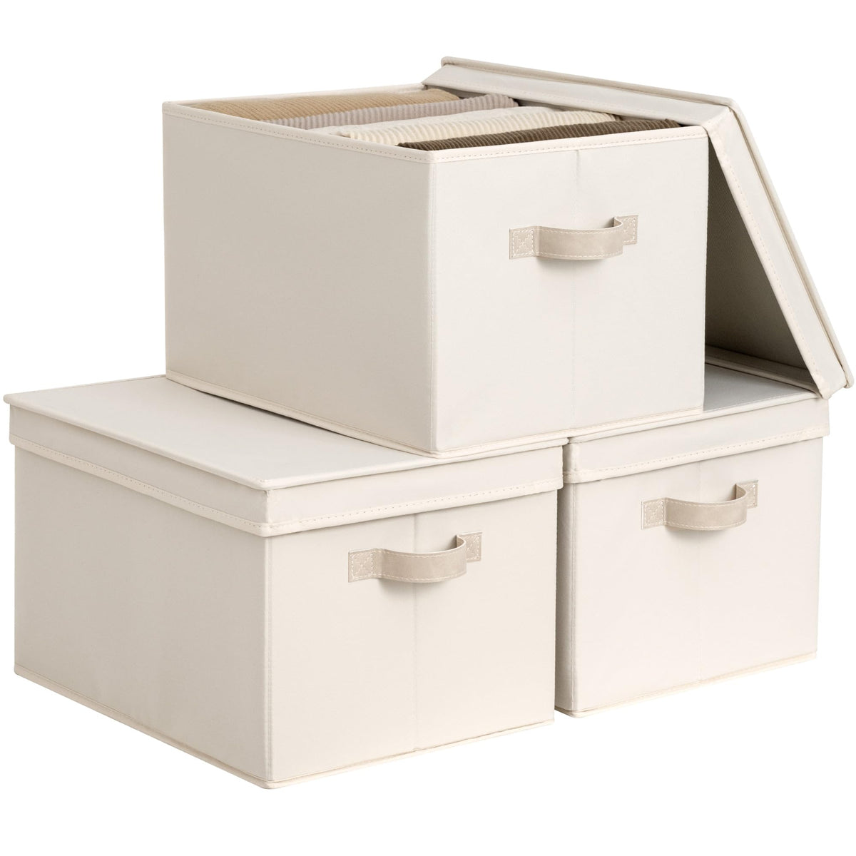 StorageWorks Fabric Storage Bins, Storage Basket with Lid, Closet Bins