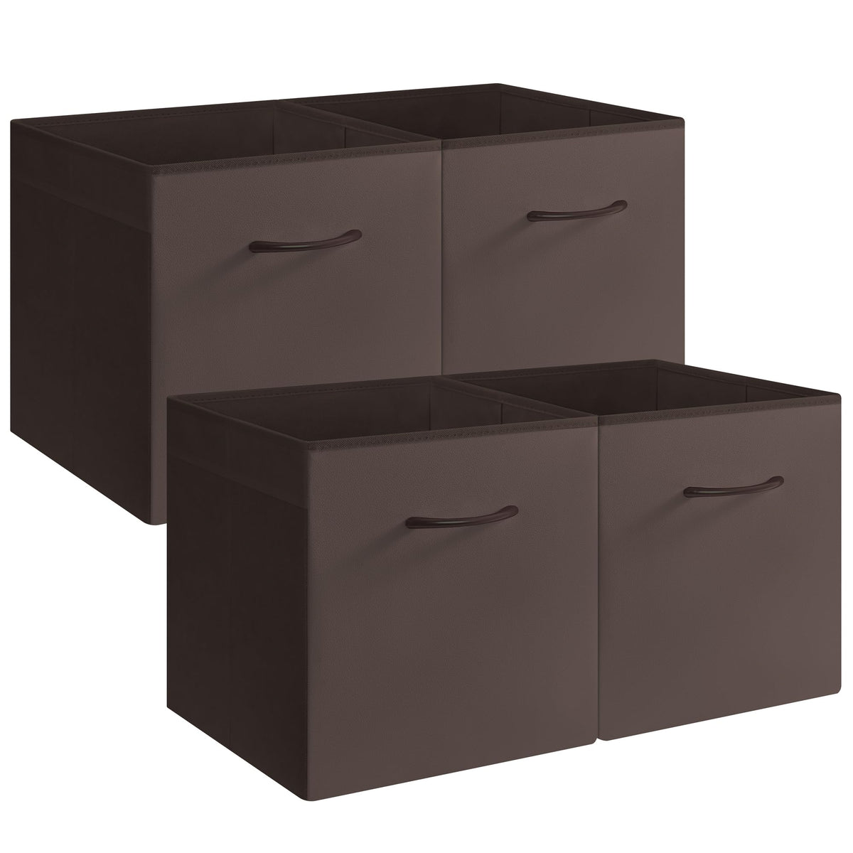 StorageWorks Black Storage Bins, Leather Storage Baskets, Large, 4-Pack