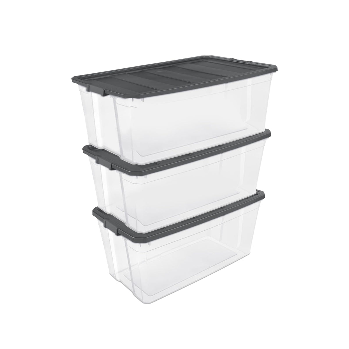 Sterilite 8-Pack Modular Stacker Box, Durable Clear Plastic Storage Bins with Latching Lids, 40 Quart - Stackable Organizing Container Boxes for Closet, Bathroom, and Office