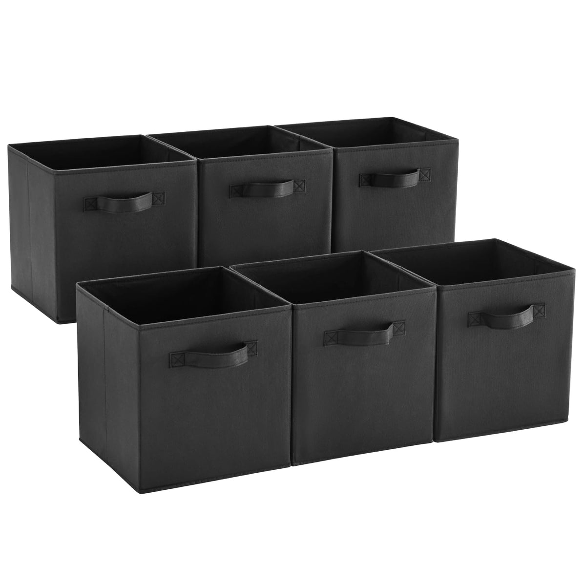MAX Houser Foldable Fabric Storage Bins with Dual Plastic Handles, Grey