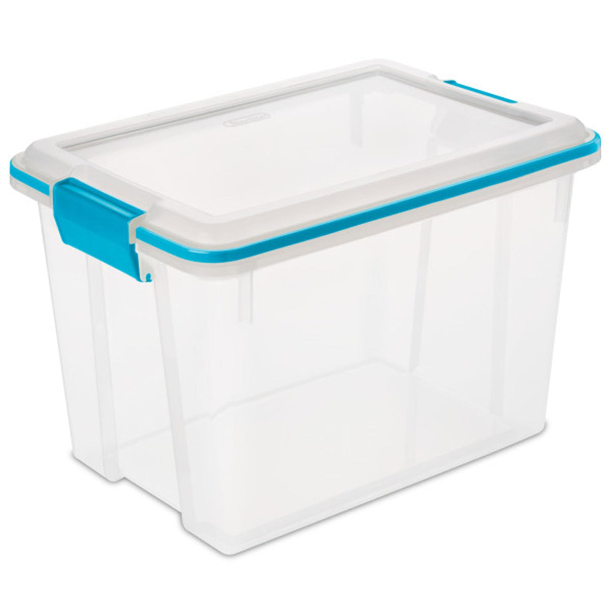 Sterilite 4-Pack 54 Quart Gasket Box, Home Storage Organizer Bins with Lids - Stackable Clear Plastic Containers for Bedroom, Bathroom, Garage, Basement, or Attic