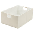 Foldable Fabric Storage Cubes, Cloth Storage Baskets with Wooden Handles, Shelf Closet Organizer Bins, Rectangular Linen Storage Boxes for Decor, 16.5 x 12.2 x 6.7 Inches