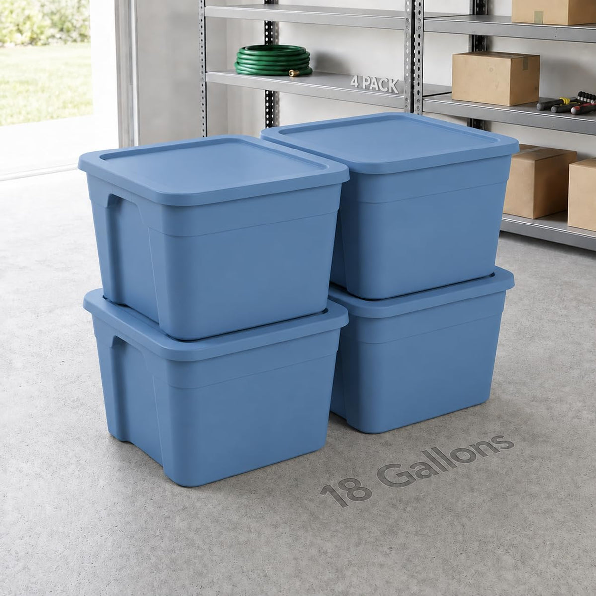 6 Pack 27 Gallon Heavy Duty Storage Bins with Snap Lids, Durable Plastic Storage Totes with Stackable Black Containers & Yellow Latching Covers for Home Garage Moving Organization