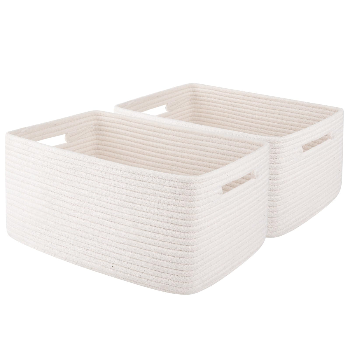 OIAHOMY Storage Basket for Shelves, Closet Cube Storage Bins Baskets for Clothes Blanket Towels, Baby Nursery, Toy Baskets Box, Woven Rope Basket, 15.75 * 11.81 * 7.09 IN, 2 Packs Brown